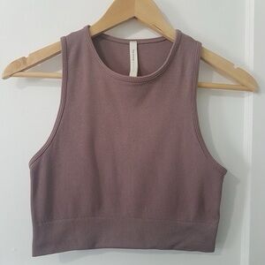 Aritzia The Group Babaton Silhouette Seamless Ribbed Crop Tank Deep Taupe Sz M